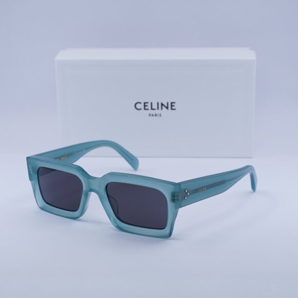 Celine CL40280U 93A Square Sunglasses - Lime Transparent/Smoke - Picture 1 of 10